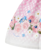 Gonna per neonata Monnalisa rosa a quadretti con stampa a fiori - Rubino Kids