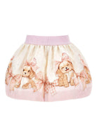 Gonna per neonata Monnalisa rosa con stampa grafica all - over - Rubino Kids