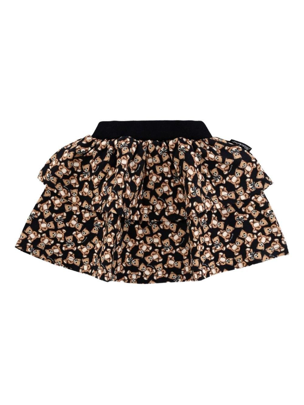 Gonna per neonata Moschino Kids nero con stampa Teddy - Rubino Kids