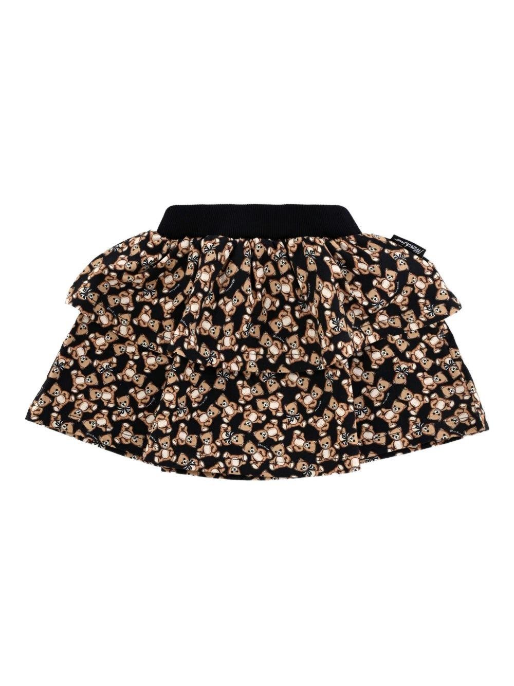 Gonna per neonata Moschino Kids nero con stampa Teddy - Rubino Kids