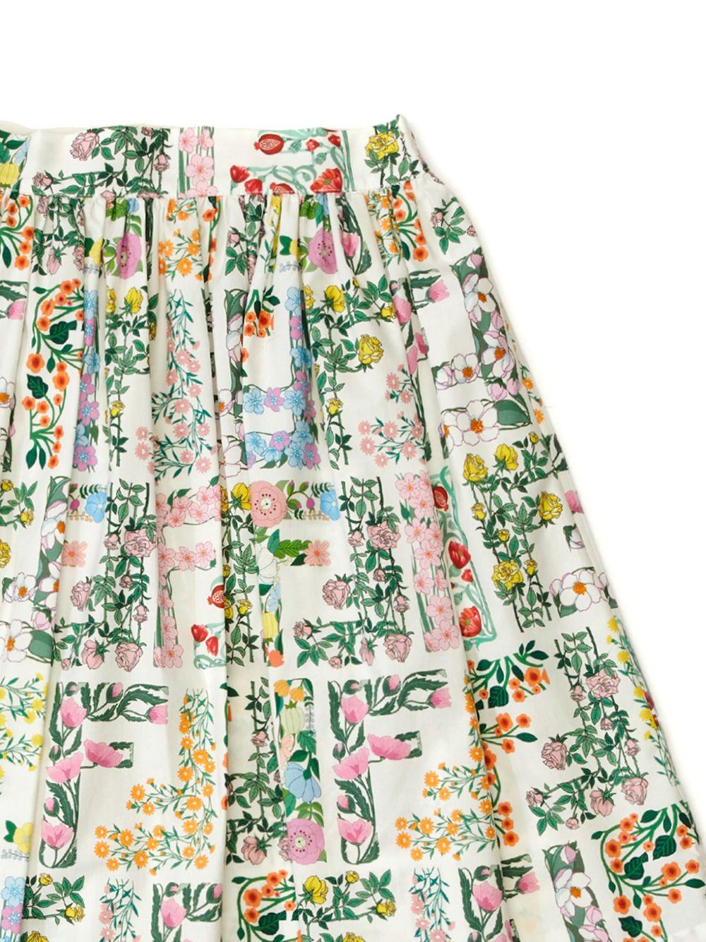 Gonna plissettata per bambina Fendi Kids bianco a fiori - Rubino Kids