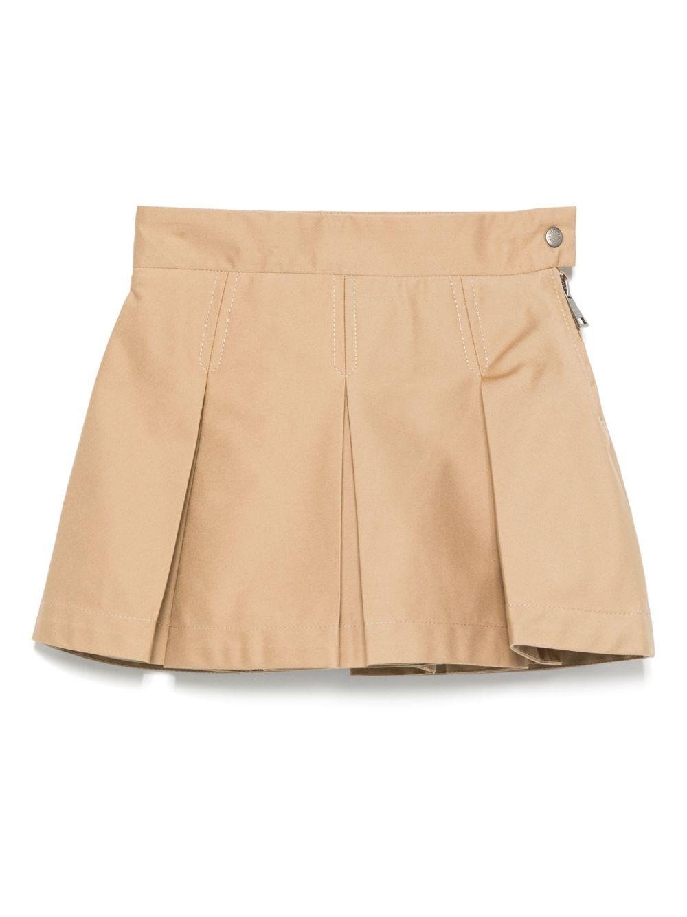 Gonna plissettata per bambina Moncler Enfant beige con chiusura laterale con zip - Rubino Kids