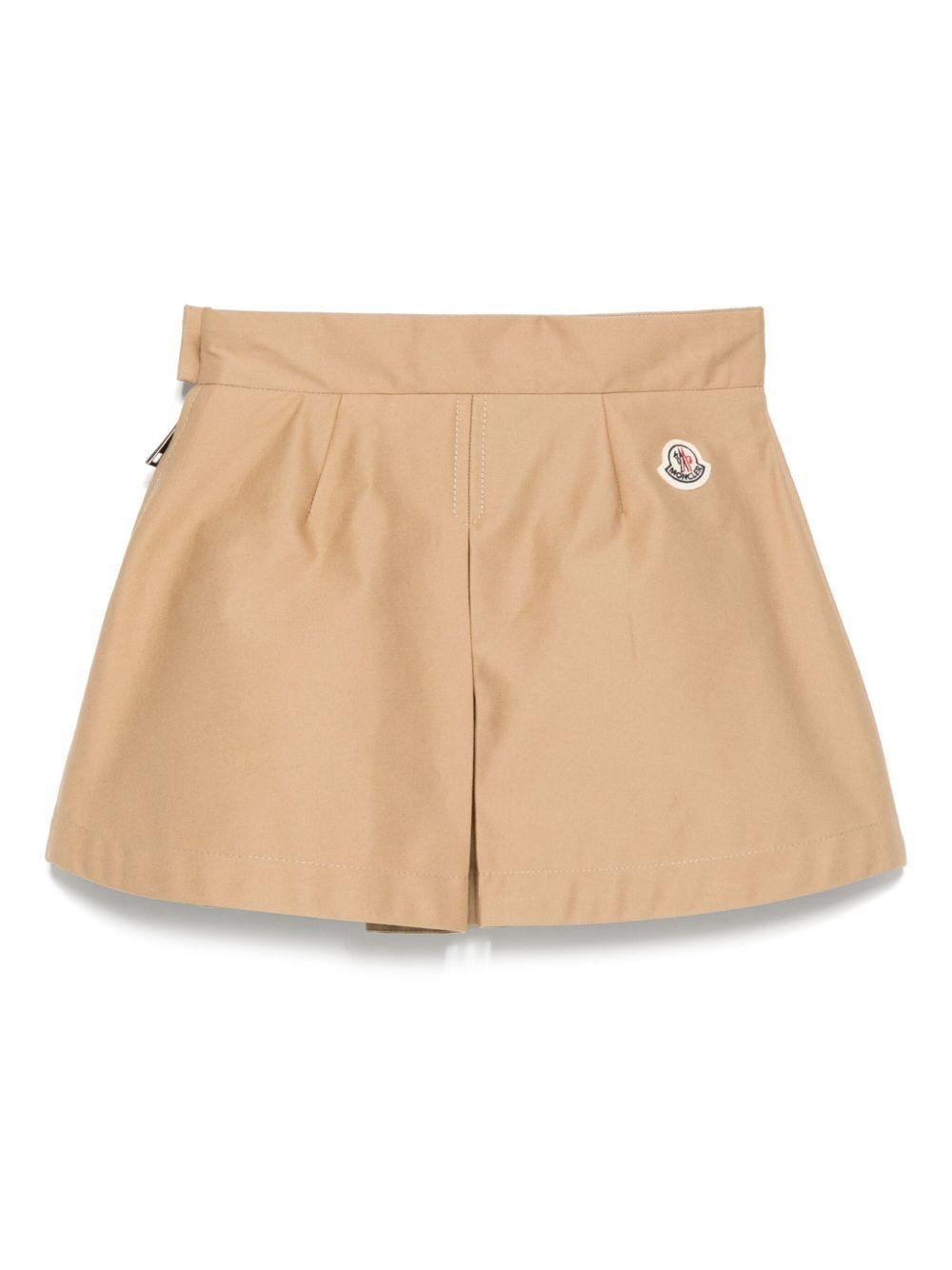 Gonna plissettata per bambina Moncler Enfant beige con chiusura laterale con zip - Rubino Kids