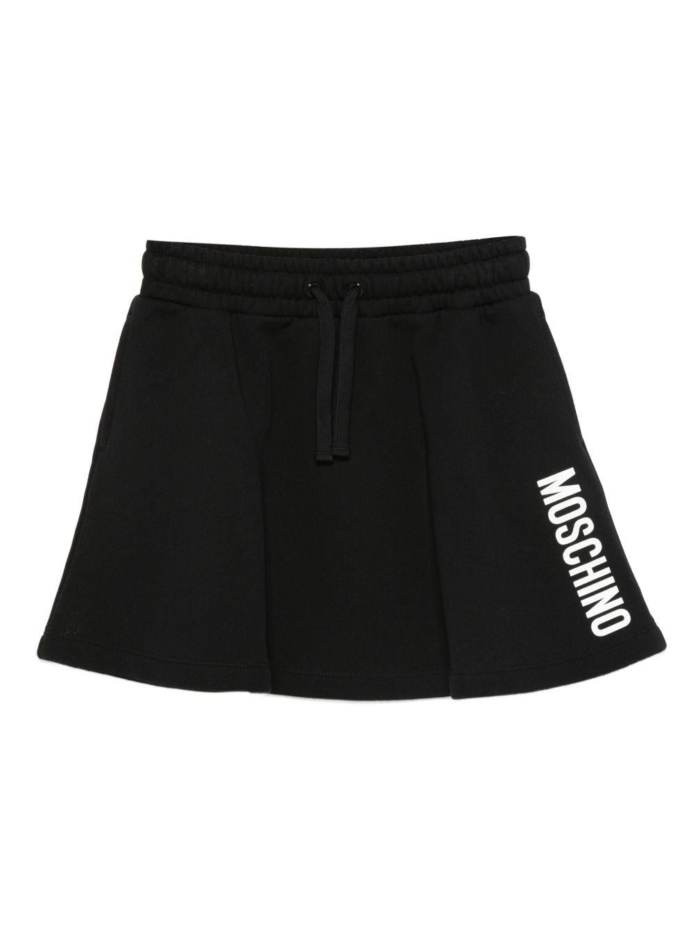 Gonna plissettata per bambina Moschino Kids nera con dettaglio logo - Rubino Kids
