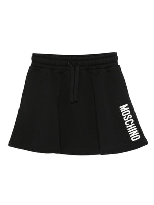 Moschino Kids black pleated skirt for girls with logo detail