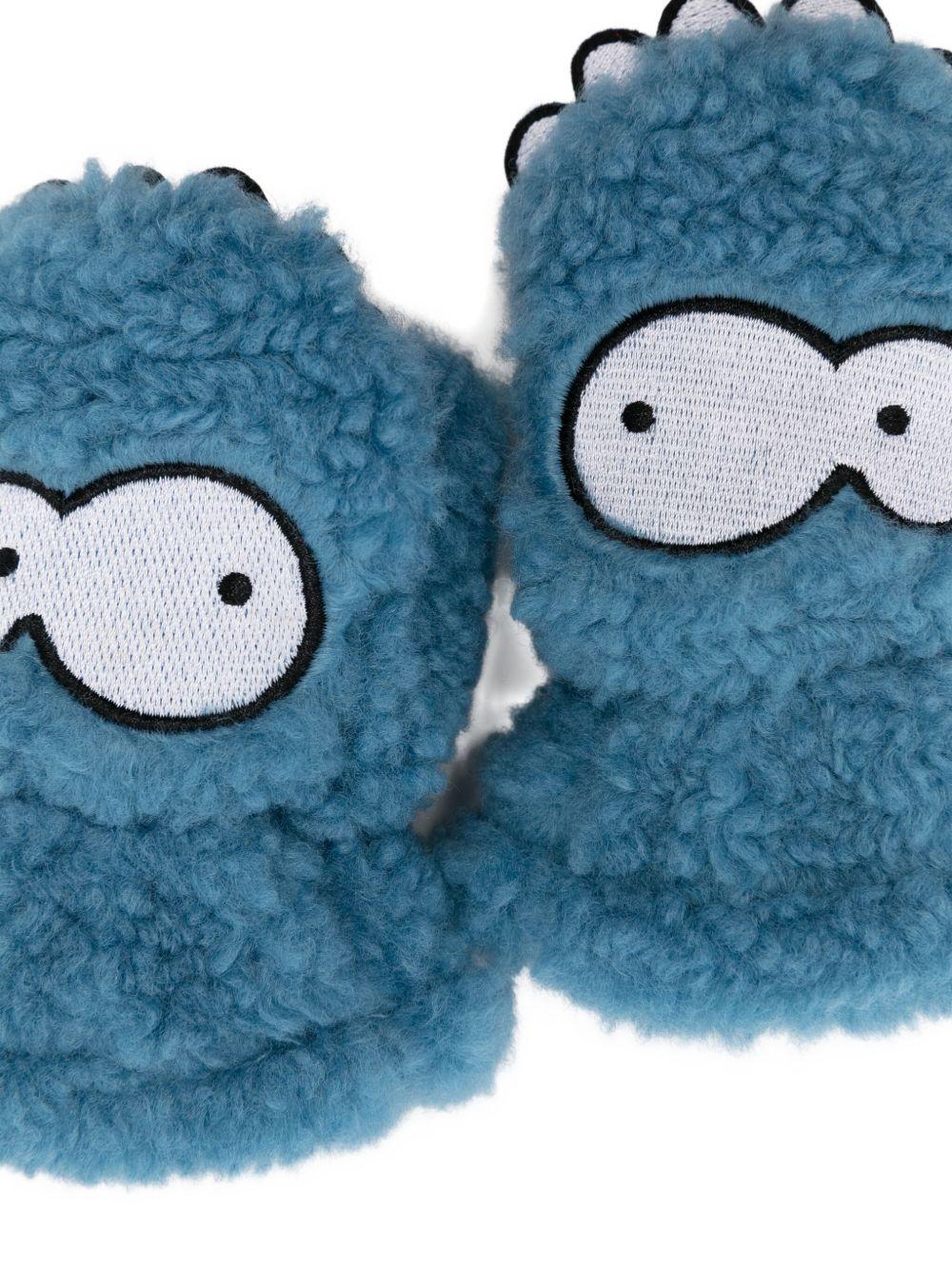 Guanti da neve per bambino Stella McCartney Kids blu con ricamo e teddy texture - Rubino Kids