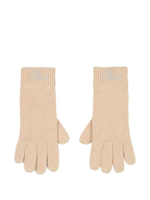 Guanti per bambina Chloé Kids beige con ricamo con logo