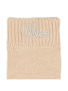 Guanti per bambina Chloé Kids beige con ricamo con logo - Rubino Kids
