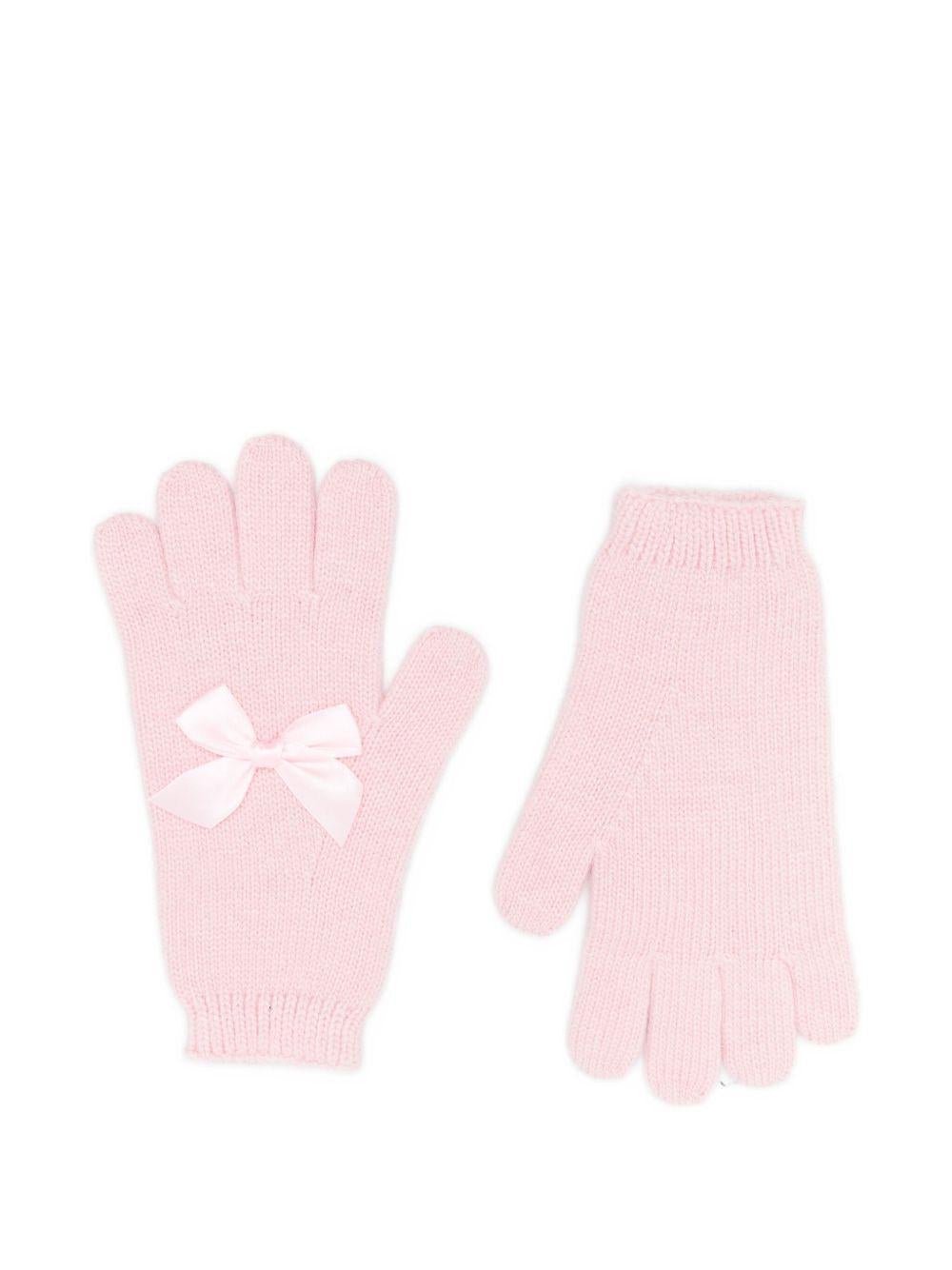 Guanti per bambina Monnalisa rosa con decorazione con fiocco - Rubino Kids