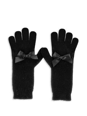 Monnalsa black gloves for girls with bow details