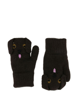 Molo brown children's gloves with dog face design