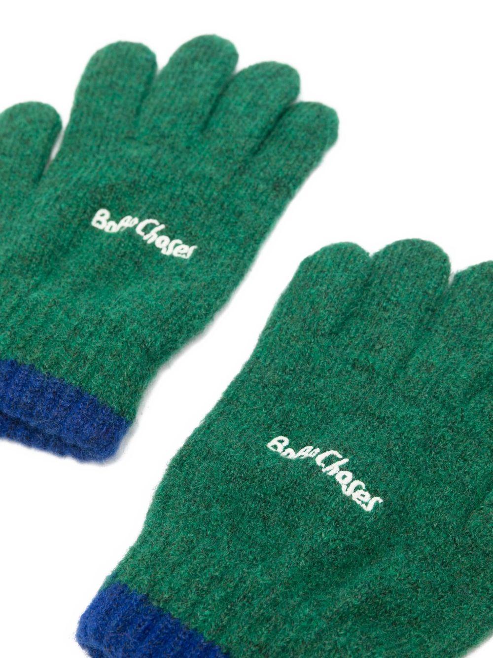 Guanti per bambino Bobo Choses verdi con logo ricamato - Rubino Kids