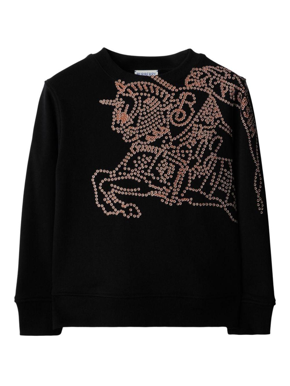 Felpa EKD girocollo in cotone per bambino Burberry Kids nero con finitura metallica 8091028 A1189 BURBERRY KIDS 