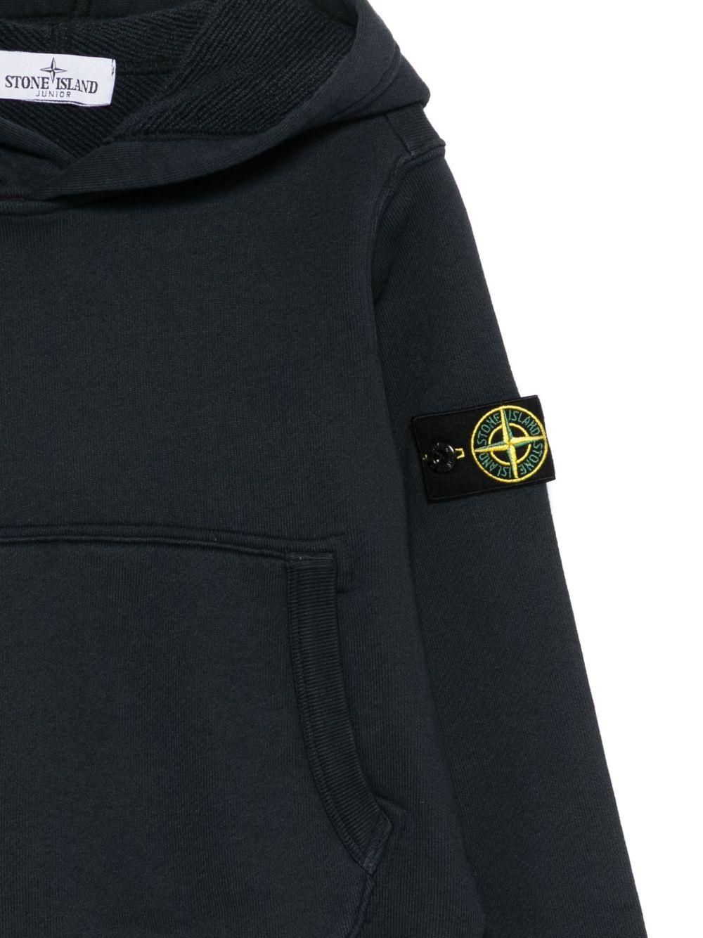 Felpa per bambino Stone Island Junior blu con patch bussola K2S166100017S0045 V0120 STONE ISLAND JUNIOR 