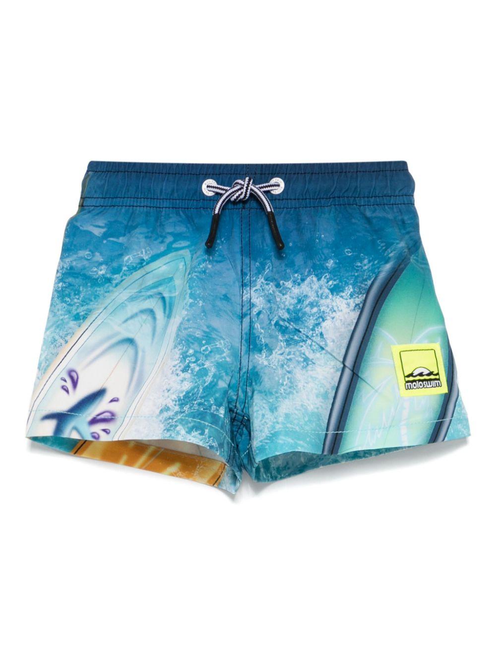 Costume da bagno perneonato Molo blu con motivo grafico all-over 8S25P403NB 3802 MOLO 