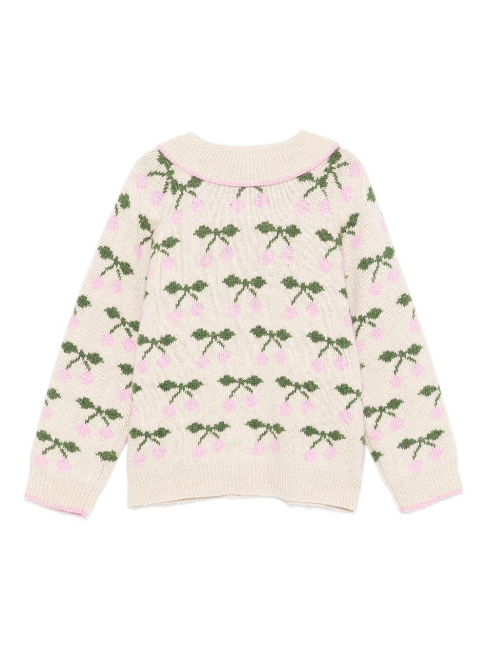 Maglione per bambina Konges Sløjd beige con ricamo ciliegie KS103712 P00005 KONGES SLOJD 
