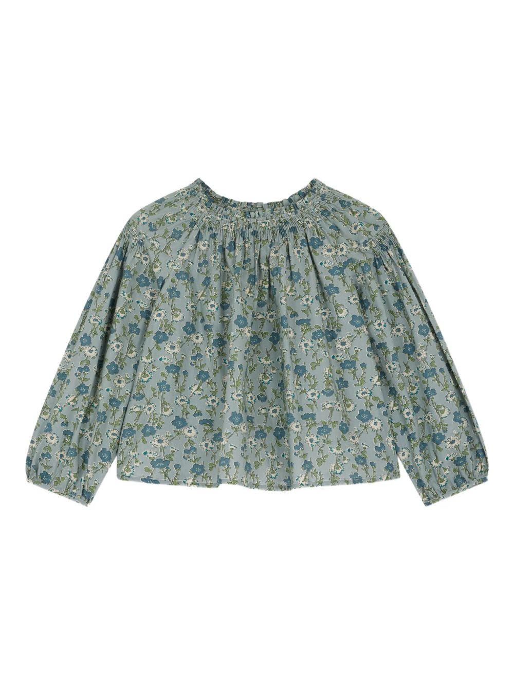 Blusa per bambina Bonpoint verde con stampa a fiori W05GBLW00022 543 BONPOINT 