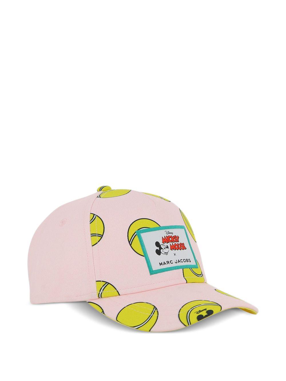 Cappello per bambina The Marc Jacobs Kids x Mickey Mouse rosa con stampa palline da tennis W60840 475 THE MARC JACOBS KIDS 