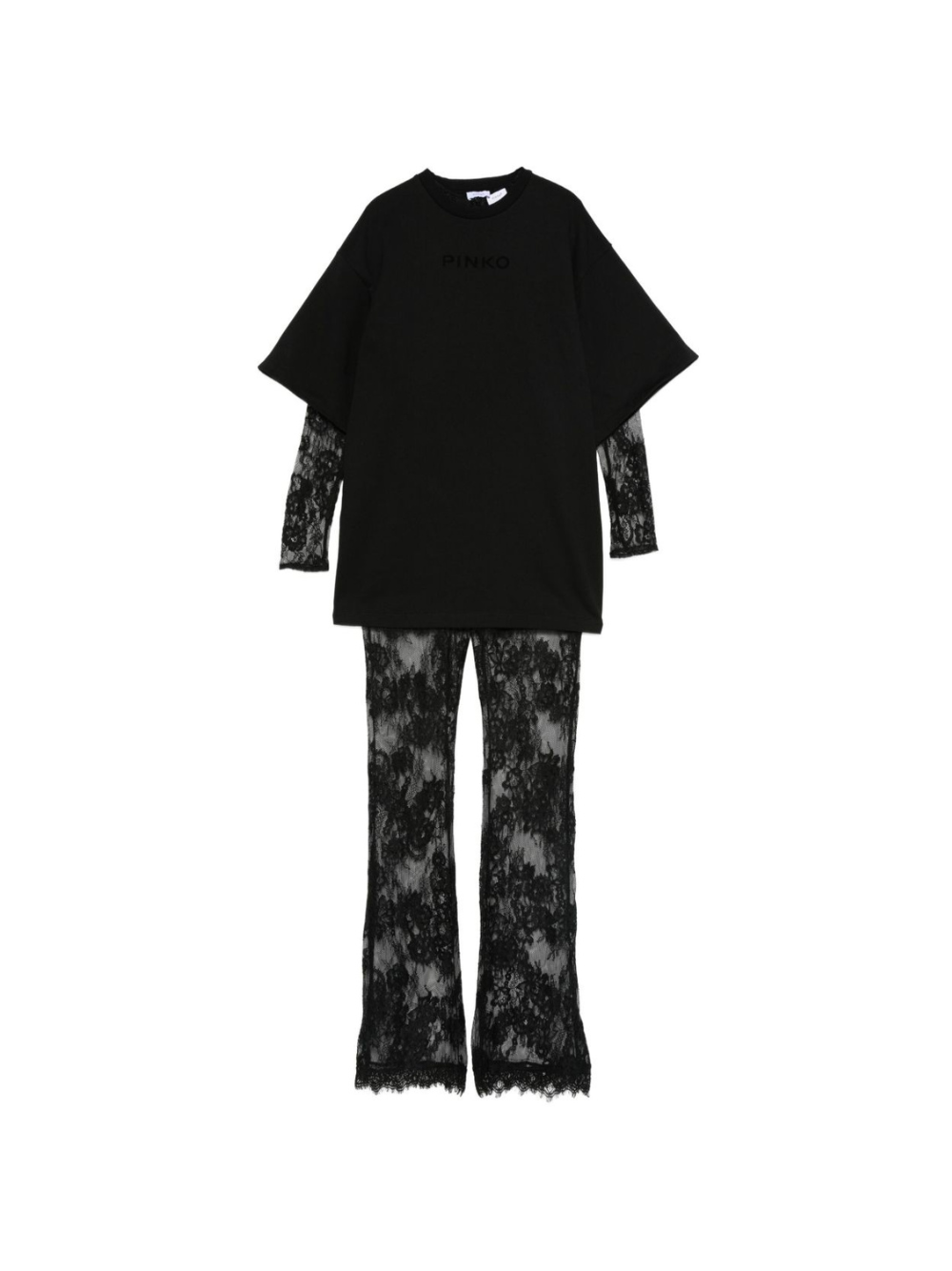 Tuta intera per bambina Pinko Kids nero con inserti in pizzo KFCM003CTV102 N0000 PINKO KIDS 