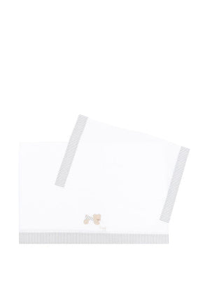 The White Owl Striped Edge Baby Blanket