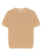 Maglietta lavorata a maglia per bambino Paolo Pecora Kids beige con orlo a coste PP3981 BEIGE PAOLO PECORA KIDS 