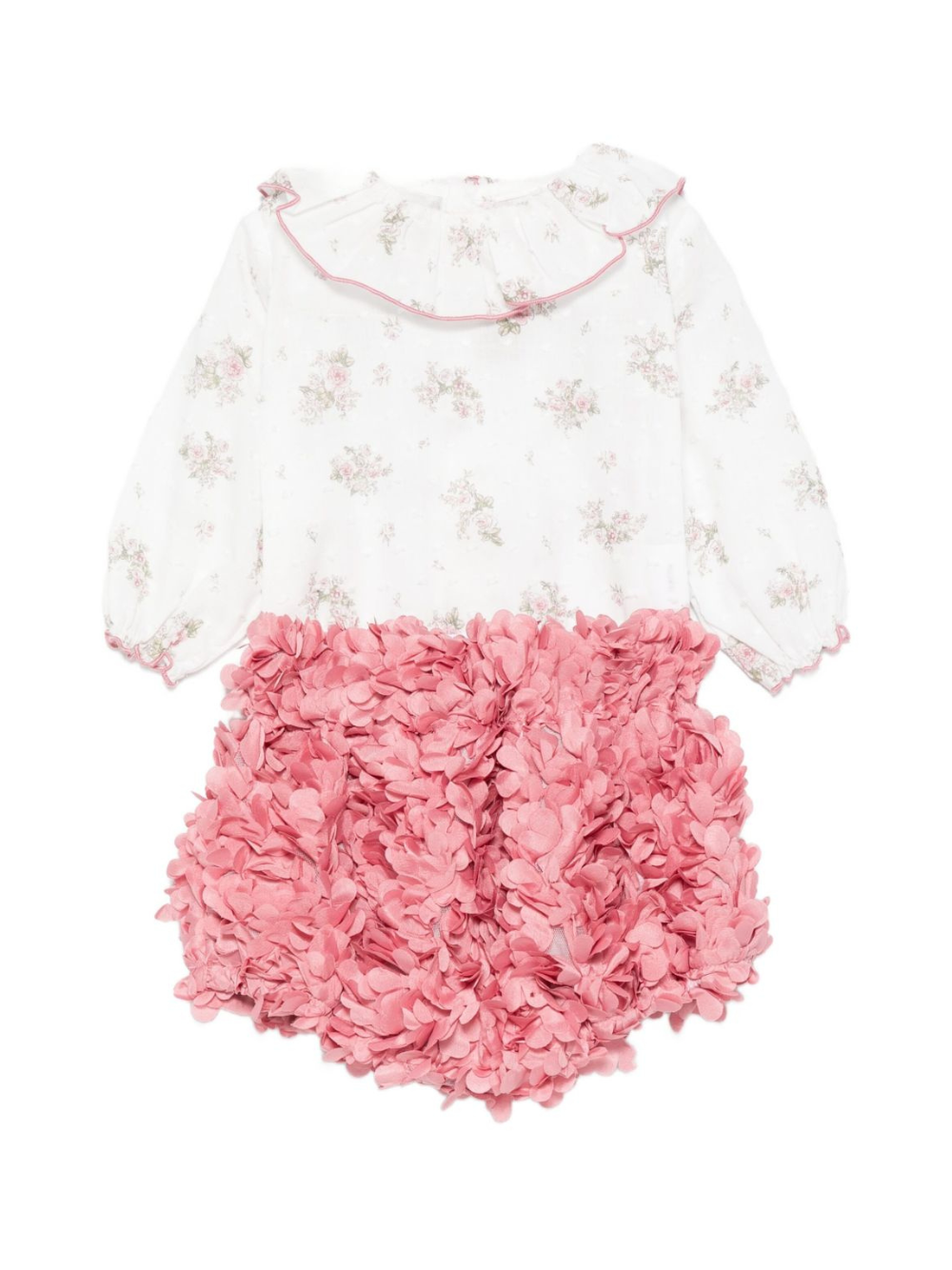 Tutina per neonata La Stupenderia rosa con pantaloni a campana con volant 1CBCT04 X42T24 LA STUPENDERIA 