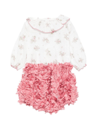 Tutina per neonata La Stupenderia rosa con pantaloni a campana con volant 1CBCT04 X42T24 LA STUPENDERIA 