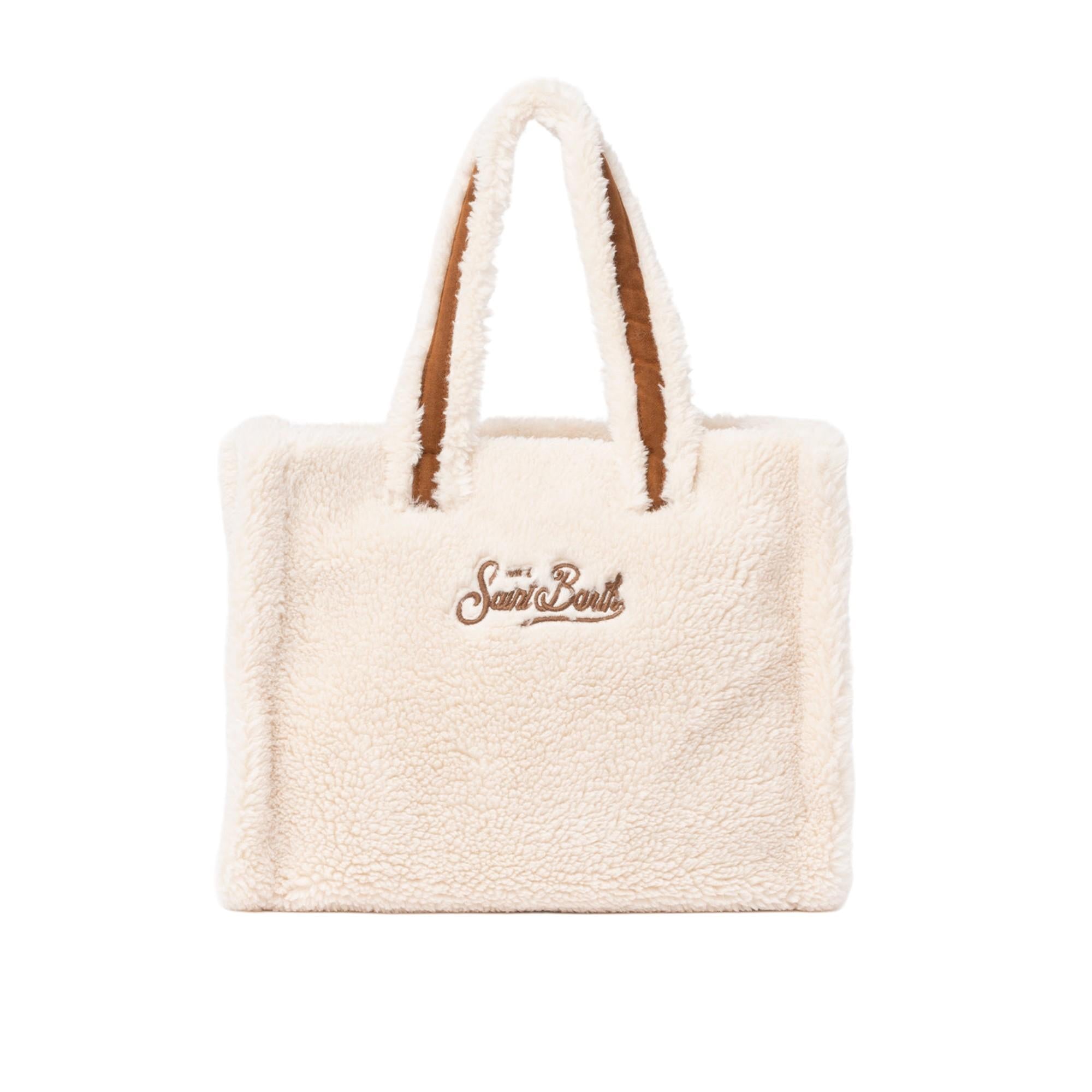 Borsa Colette per bambina MC2 Saint Barth Kids beige con texture teddy COL0032 01477I MC2 ST. BARTH KIDS 