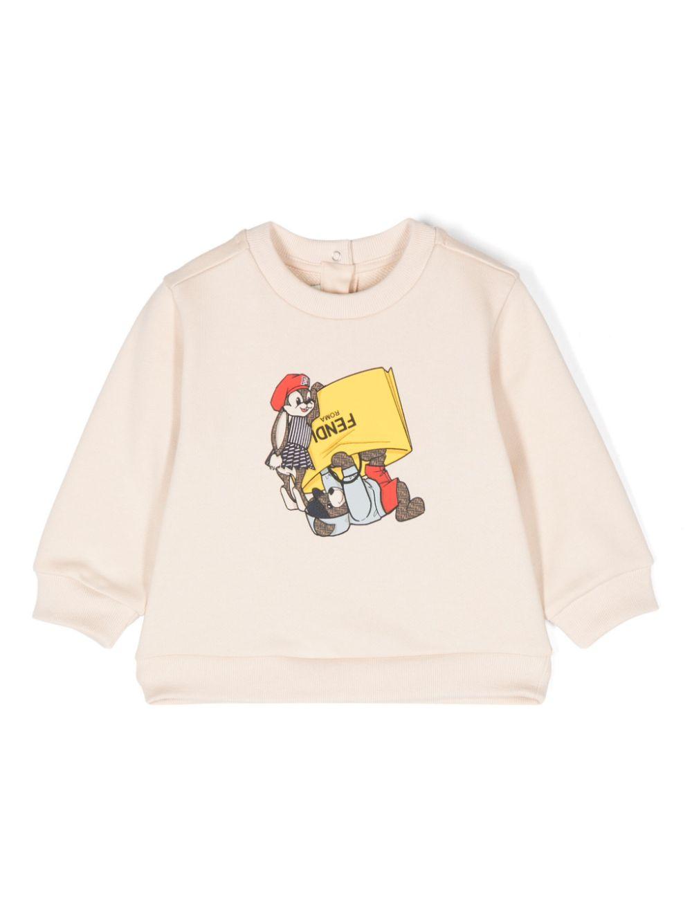 Felpa con stampa grafica per neonato Fendi Kids rosa con bottoni a pressione sul retro BUH075 5V0 F1P2N FENDI KIDS 