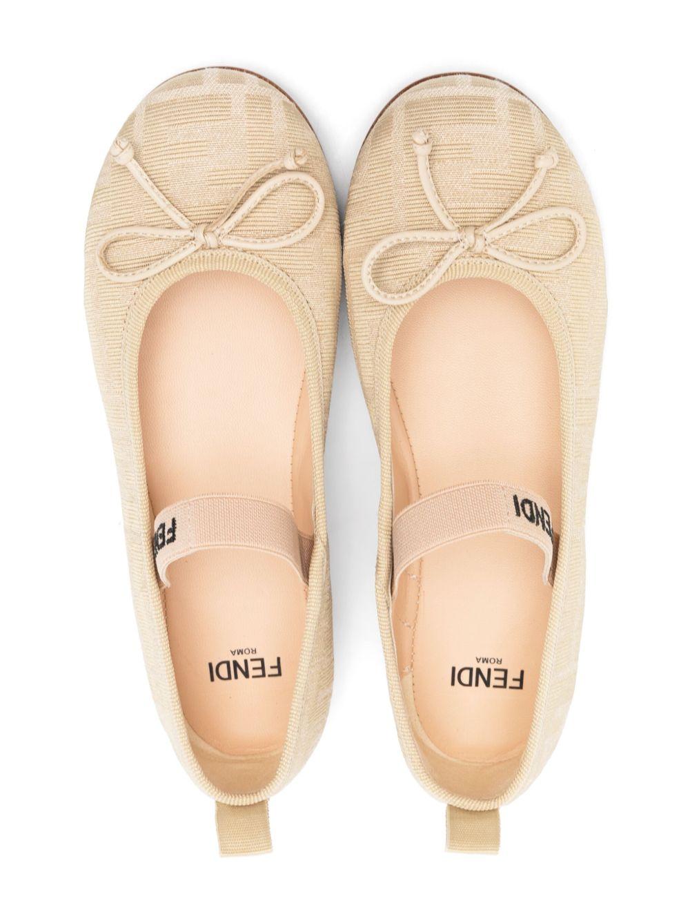 Ballerine per bambina Fendi Kids beige con motivo FF JFR376 AOTC F1R7I FENDI KIDS 