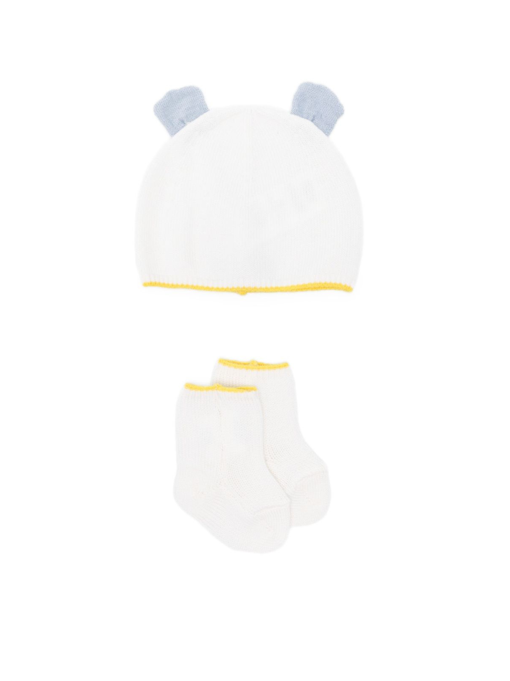 Berretto e calzini per neonati Gensami Kids bianco con bordo a contrasto (2 pezzi) SET-ALP-WE WHITE-BLUE GENSAMI 