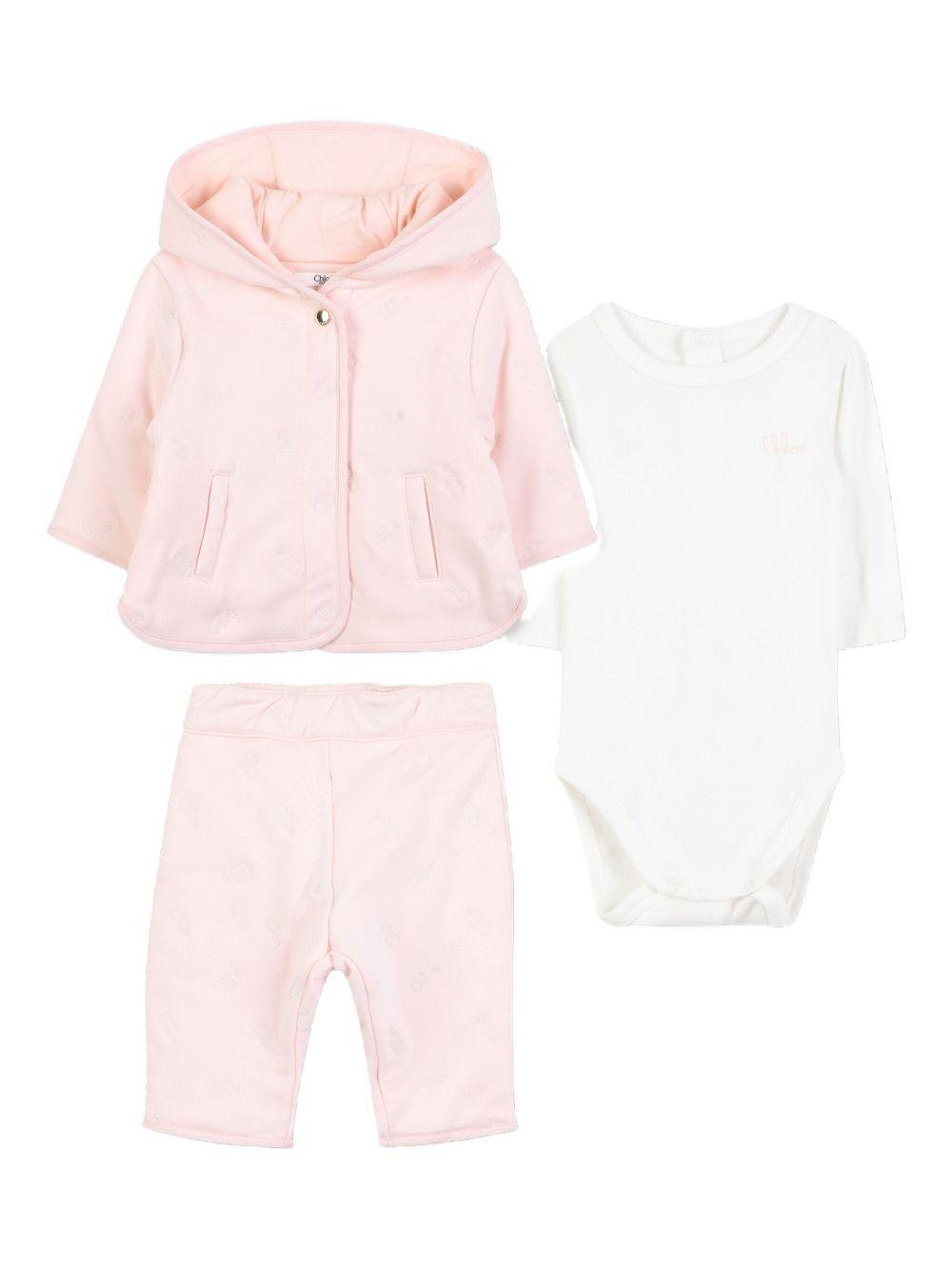 Set tuta sportiva e tutina per neonata Chloé Kids rosa con design a maniche lunghe C20782 45Q CHLOE' KIDS 