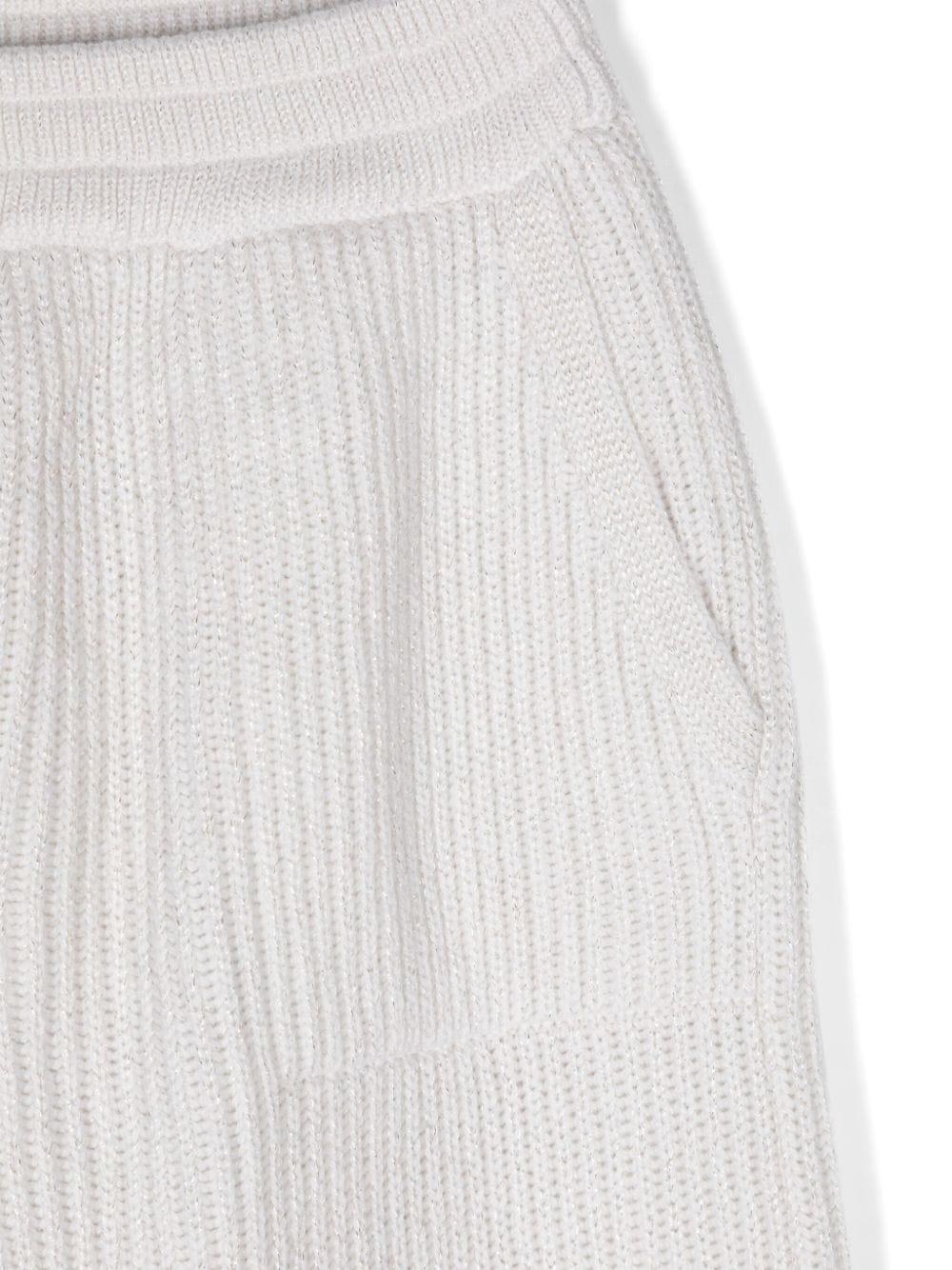 Pantaloni con fili metallici per bambina Brunello Cucinelli Kids beige con stile pull-on BBVM71499 CH353 BRUNELLO CUCINELLI KIDS 