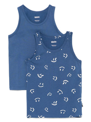 Set di 2 canotte per bambino Molo Jayden blu con stampa smiley