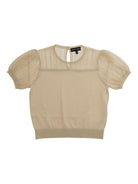 T-shirt per bambina Emporio Armani Kids beige con maniche corte a sbuffo EG000778 AF22791 U0007 EMPORIO ARMANI KIDS 