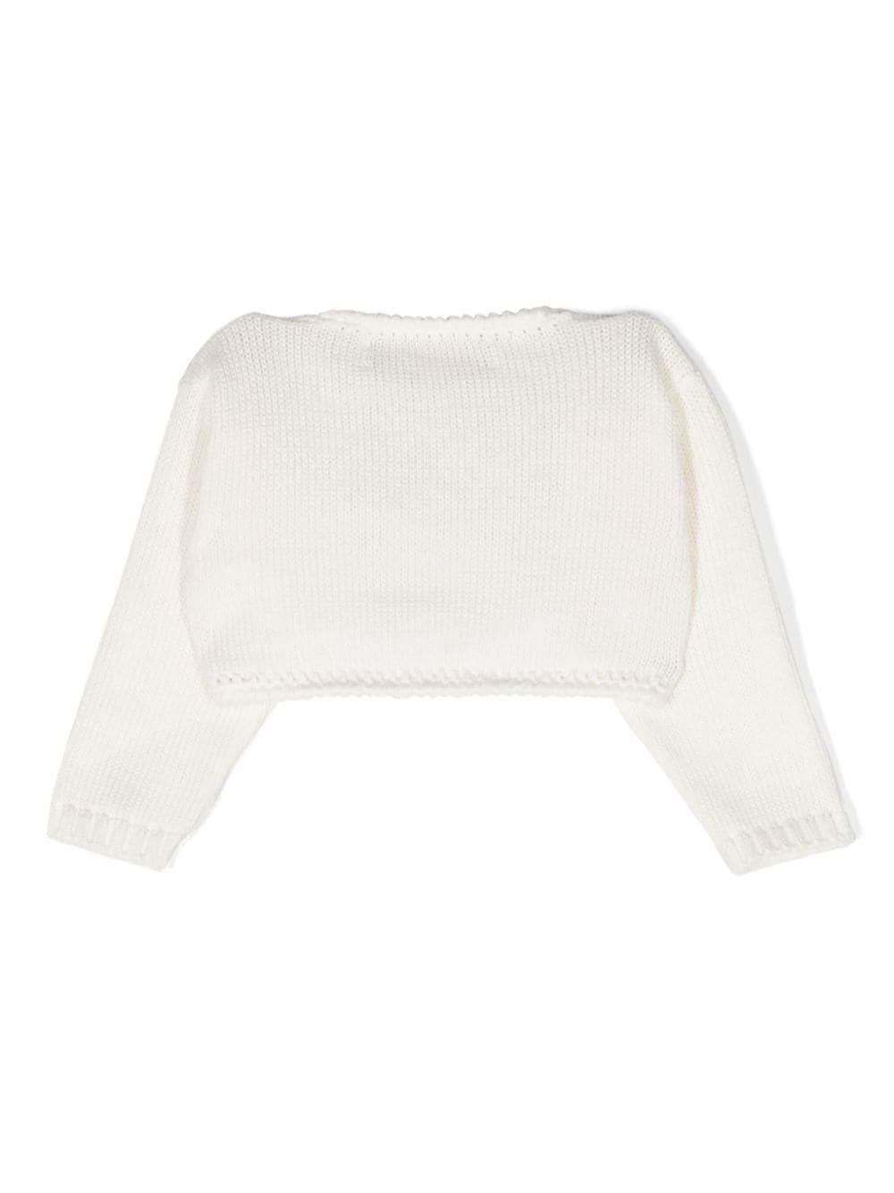 Cardigan crop per neonata La Stupenderia beige con applicazioni SJSS84 102 LA STUPENDERIA 