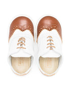 Brogues in pelle per bambino BabyWalker bianco con dettaglio traforato PB5275 WHITE/CAMEL BABYWALKER 