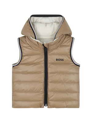 Boss Kids Beige Hooded Vest