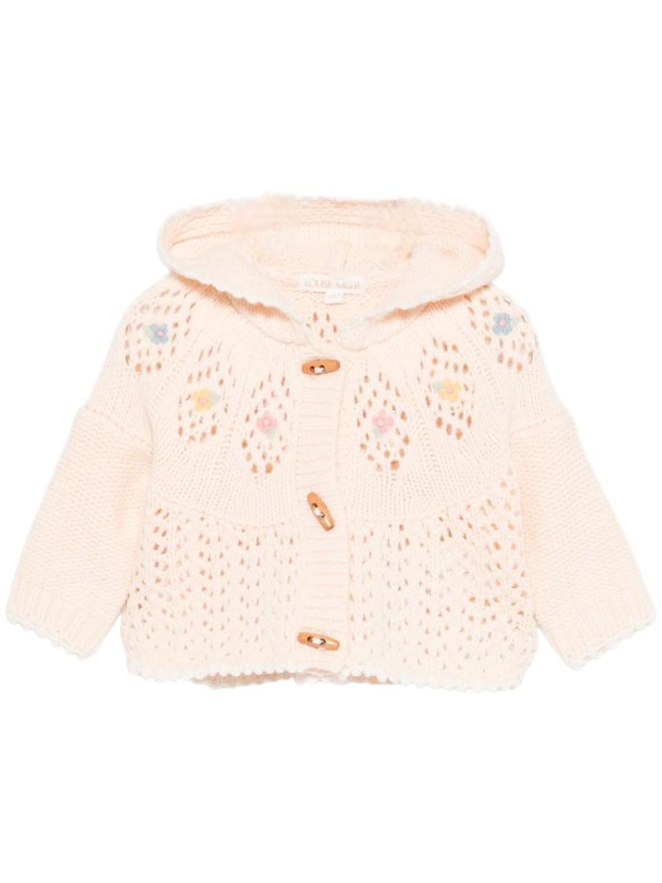 Cardigan per neonata Louise Misha rosa con ricamo floreale FRC-W25-C0074 BLUSH LOUISE MISHA 