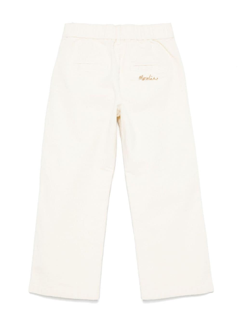 Pantaloni di velluto a coste per bambino Moschino Kids bianchi con due tasche lateralil HDP05WLVC01 20085 MOSCHINO KIDS 
