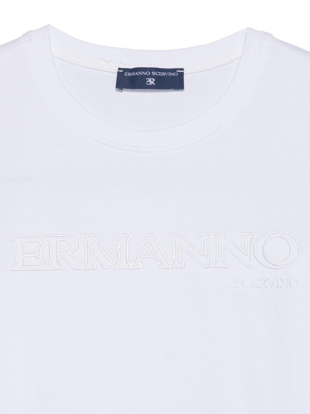 T-shirt per bambina Ermanno Scervino Junior bianca con logo sul davanti Z1G608 7201 0099 ERMANNO SCERVINO JUNIOR 