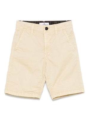 Shorts in gabardine per bambino Stone Island Junior beige con passanti