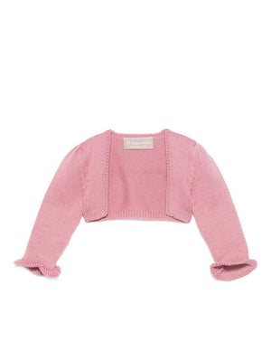 La Stupenderia baby girl's pink cardigan with ruffled cuffs