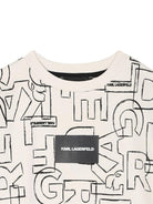T-shirt per bambino Karl Lagerfeld Kids bianca con stampa grafica e targhetta logo Z30960 195 KARL LAGERFELD KIDS 