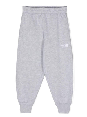 The North Face Kids grey melange effect sporty trousers with embroidery