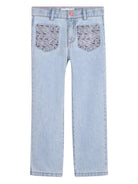 Pantaloni per bambina Billieblush azzurro con tacshe decorate U21878 Z18 BILLIEBLUSH 