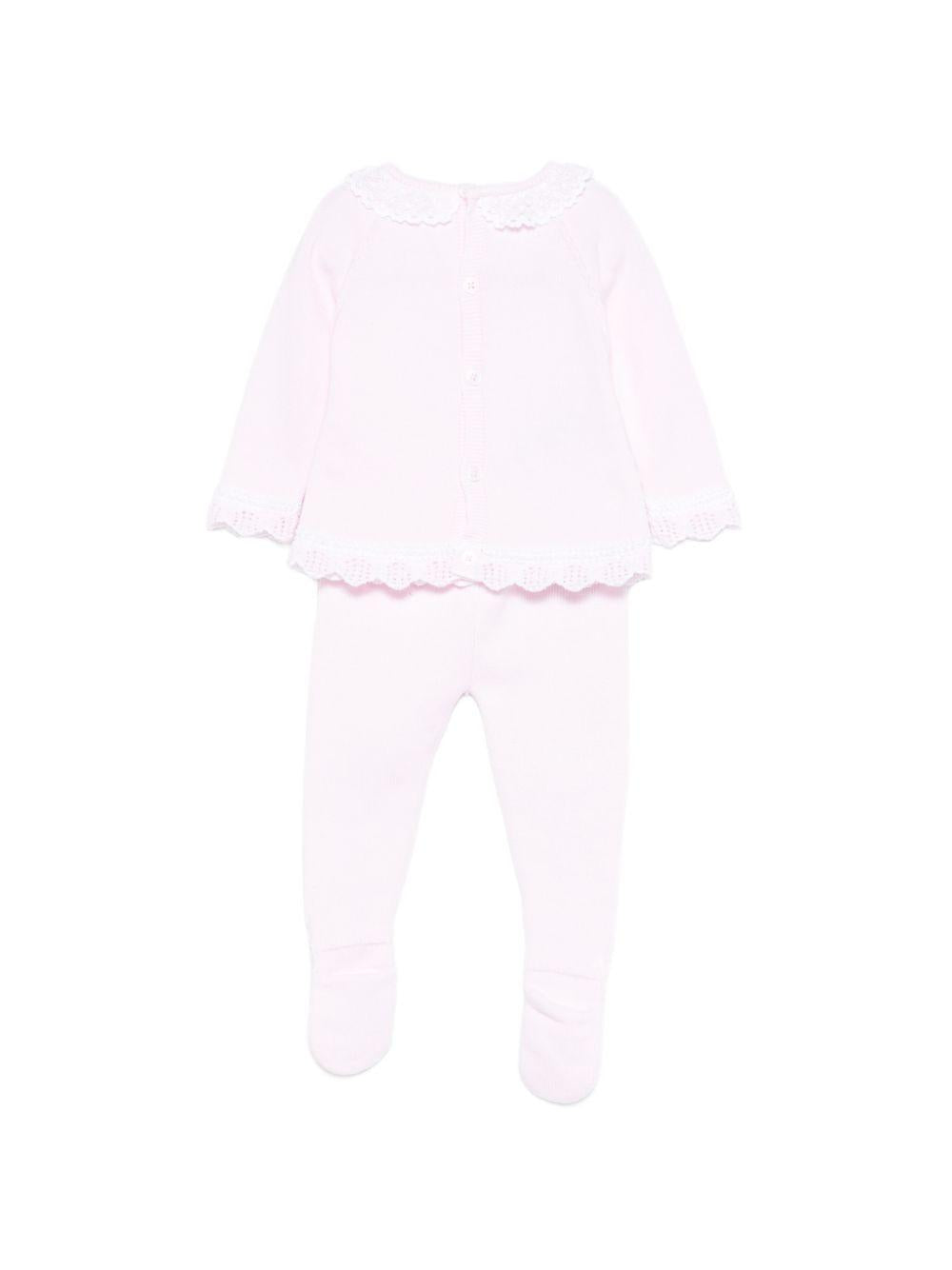 Set maglia con pantaloni per neonata Paz Rodriguez rosa con finitura in pizzo 103-123382 3701 PaZ RODRIGUEZ 