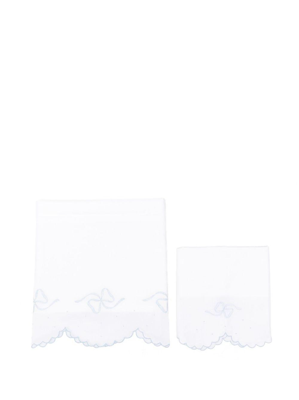 Coperta smerlata per neonati Mariella Ferrari bianco con fiocco LZA1 AZZURRO MARIELLA FERRARI 