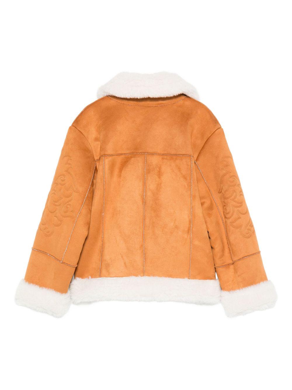 Giubbino per bambina MC2 Saint Barth Kids marrone con colletto in pelliccia sintetica LOA003 00199I MC2 ST. BARTH KIDS 