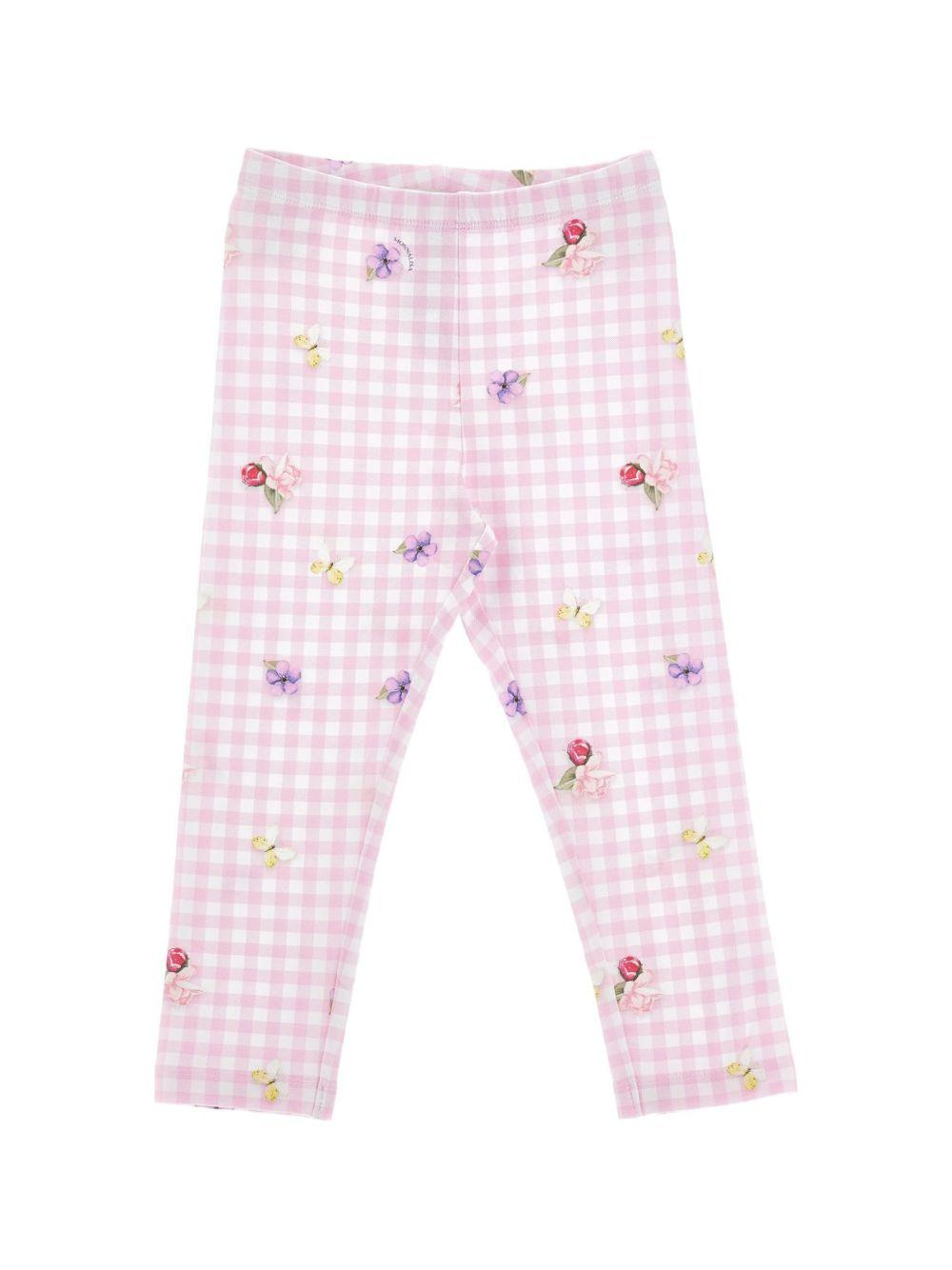 Leggings per bambina Monnalisa rosa con motivo a quadri 19G418NP 7004 0090 MONNALISA 